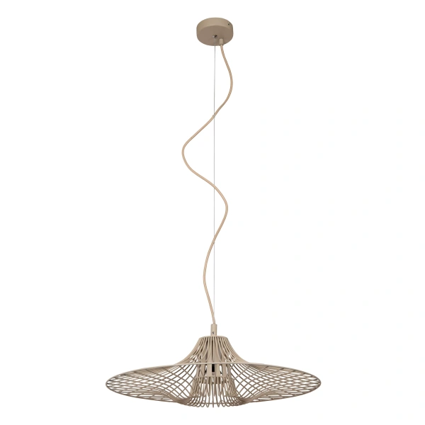 Moderne taupe hanglamp met opengewerkte kap en verstelbaar snoer Lucide