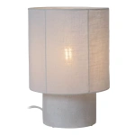 Witte tafellamp 20 cm met linnen kap en betonnen voet