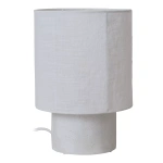 Witte tafellamp 20 cm met linnen kap en keramische voet