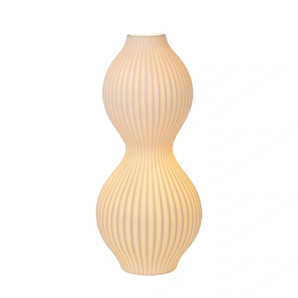 Witte tafellamp 40 cm met geribbelde afwerking Lucide