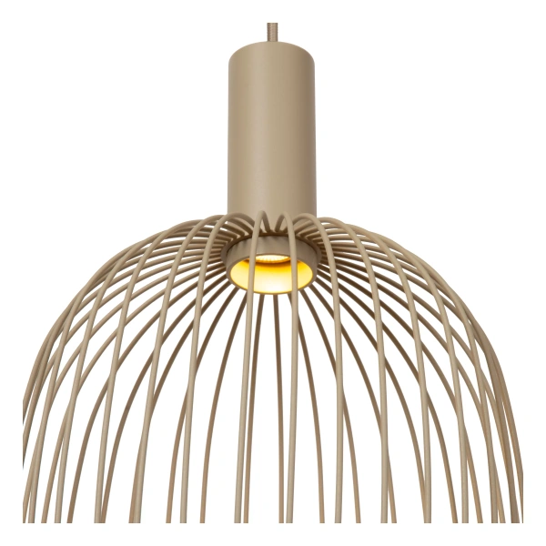 Hanglamp taupe 25 cm met metalen draadkap Lucide