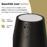 Oplaadbare tafellamp mat messing met waterdichte behuizing voor buitengebruik