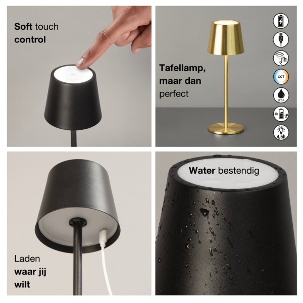 4052231505003_usp_006 Oplaadbare tafellamp mat messing met touchbediening en waterbestendige afwerking