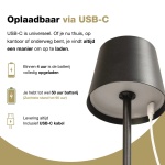 Oplaadbare gouden tafellamp met USB-C aansluiting en dimbare lichtkleur