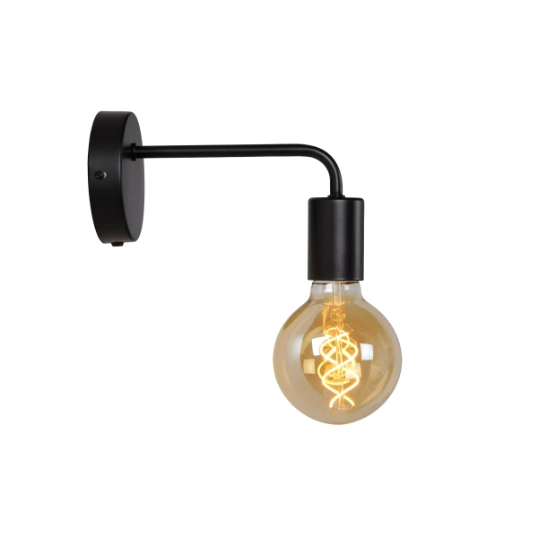Zwarte metalen wandlamp met zichtbare filamentlamp Lucide SCOTT