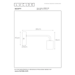 Maattekening wandlamp vintage zwart Lucide Scott met afmetingen in centimeters