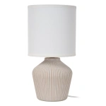 Tafellamp keramiek beige met witte stoffen kap Lucide
