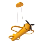 Gele LED hanglamp in vliegtuigvorm met zwarte propeller Lucide