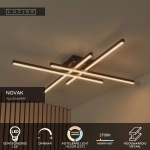 Zwarte metalen plafonnière met geïntegreerde dimbare LED en warm wit licht in