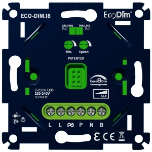LED tastdimmer inbouw zwart-groen 0-250W RLC EcoDim