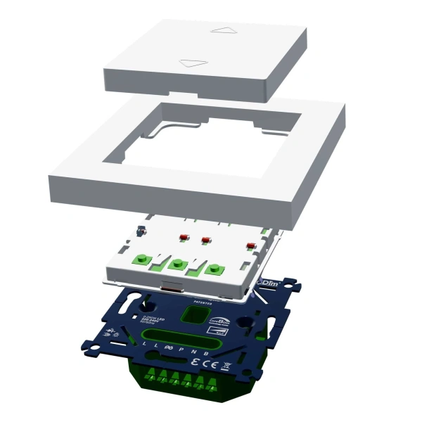 LED nevenunit voor tastdimmer inbouw wit met groene aansluitklemmen EcoDim
