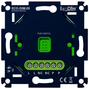 LED nevenunit voor tastdimmer inbouw zwart met groene aansluitingen EcoDim