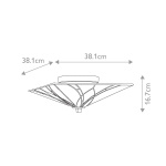 Plafondlamp Tiffany 2-lichts brons Quoizel maattekening met afmetingen