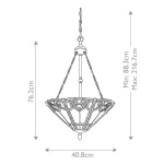 Maattekening hanglamp Tiffany 3-lichts brons Quoizel Cambridge
