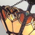 Plafondlamp Tiffany glas in warme amber- en bruintinten met bronzen fitting