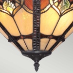 Plafondlamp Tiffany glas-in-lood in warme tinten met bronzen afwerking