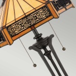 Tafellamp Tiffany brons met glas-in-lood kap in amberkleur