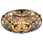 Plafondlamp Tiffany 2-lichts brons met glas-in-lood motief in warme tinten