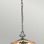 Hanglamp Tiffany 3-lichts brons met glas-in-lood kap