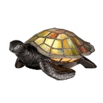 Tafellamp schildpadvorm Tiffany glas mozaïek met bronzen afwerking