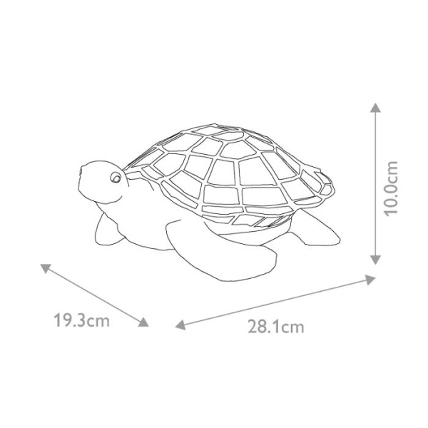 Maattekening tafellamp Tiffany schildpad Sawback brons Quoizel met afmetingen