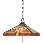 Hanglamp Tiffany glas in amber en bruin met metalen ketting