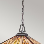 Hanglamp Tiffany met glas-in-lood kap in warme ambertinten