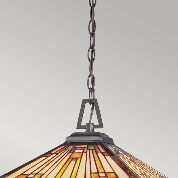 Hanglamp Tiffany met glas-in-lood kap in warme ambertinten