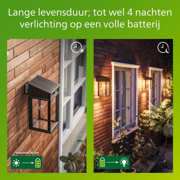 Wandlamp Solar met Sensor Modern Rechthoek Zwart GERI - Philips - Afbeelding 3