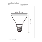 Lucide E14 LED spot G45 warmwit maattekening met afmetingen 4,3x5 cm