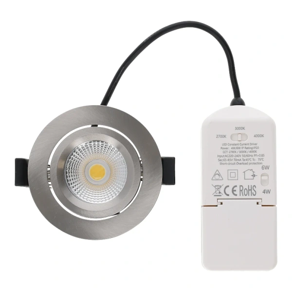 LED inbouwspot zilver geborsteld dimbaar IP65 met driver