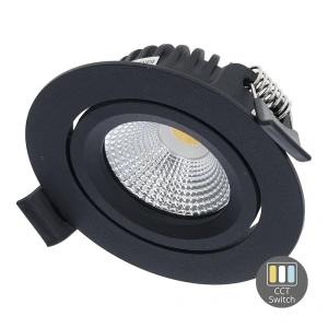 Zwarte LED inbouwspot dimbaar IP65 met CCT switch